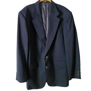 Oscar de la Renta 40R Sport Coat Blazer Jacket 100% Wool Solid Black 2 Button.E